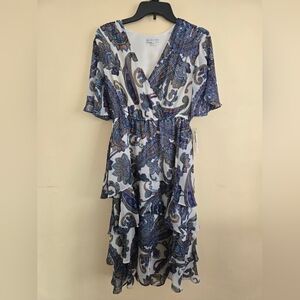 Sam Edelman White Paisley Print Ruffle Wrap Dress